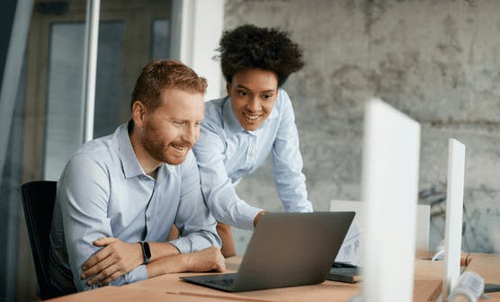 People working at a computer