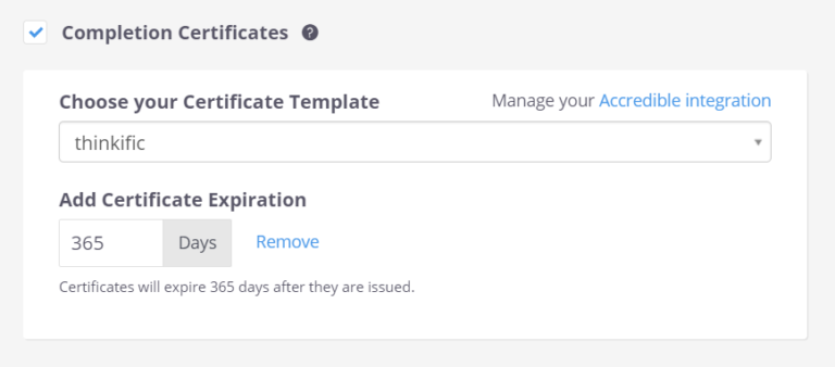 Expire certificates automatically in Thinkific