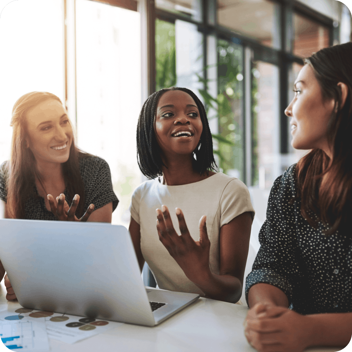 Women working together at desk